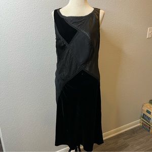 ABS Allen Schwartz Vintage Black satin velvet Dress size 12